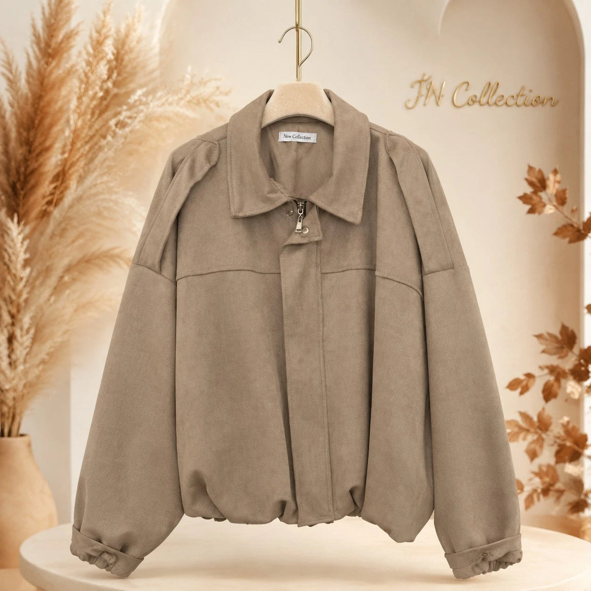 Curvy Damen Oversize-Bikerjacke in Veloursoptik Größe 38–50 – Ansicht 1