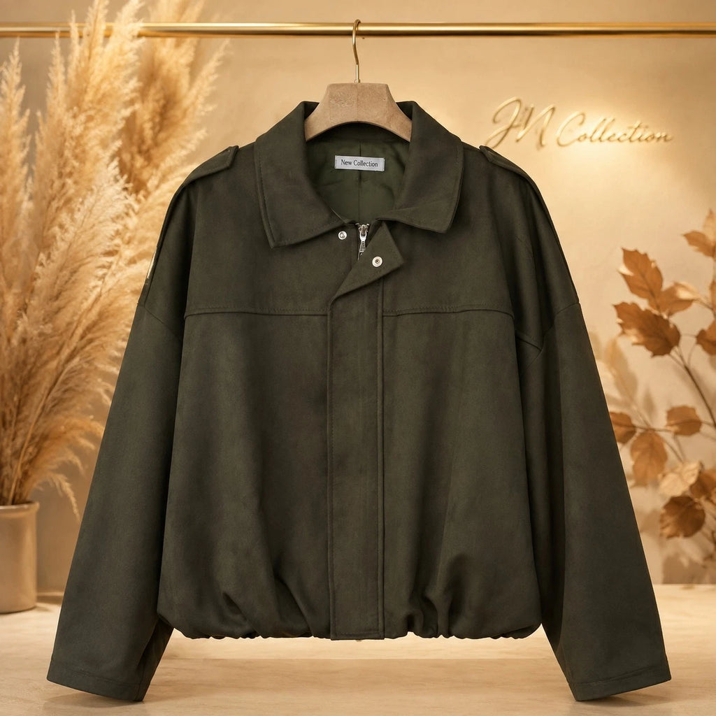 Curvy Damen Oversize-Bikerjacke in Veloursoptik Größe 38–50 – Ansicht 4