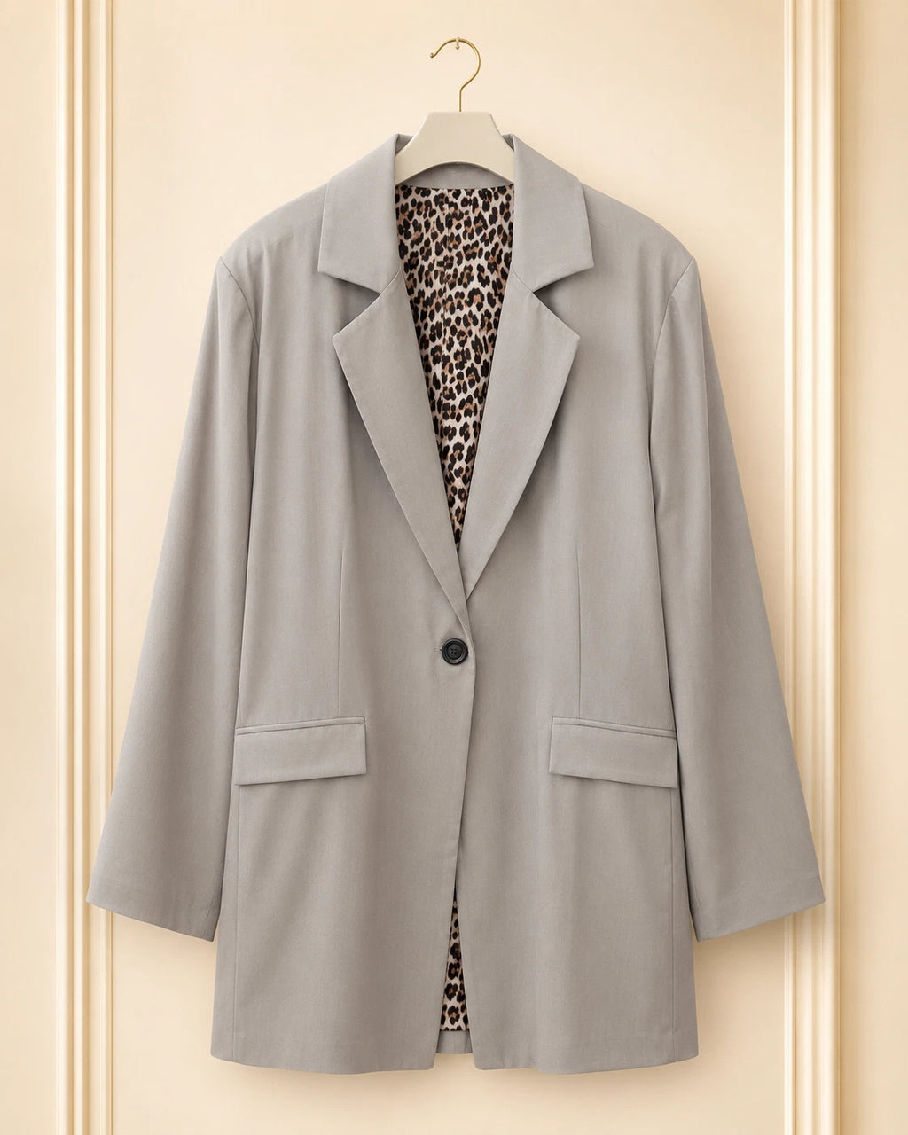 Curvy Damen Oversize-Blazer mit Leo-Futter und Stretch – Ansicht 4
