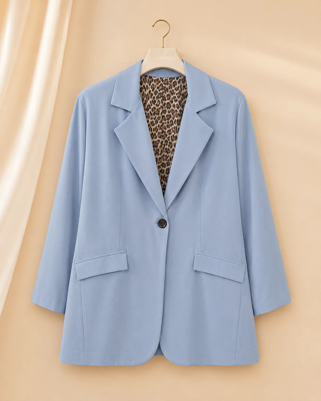 Curvy Damen Oversize-Blazer mit Leo-Futter und Stretch – Ansicht 5