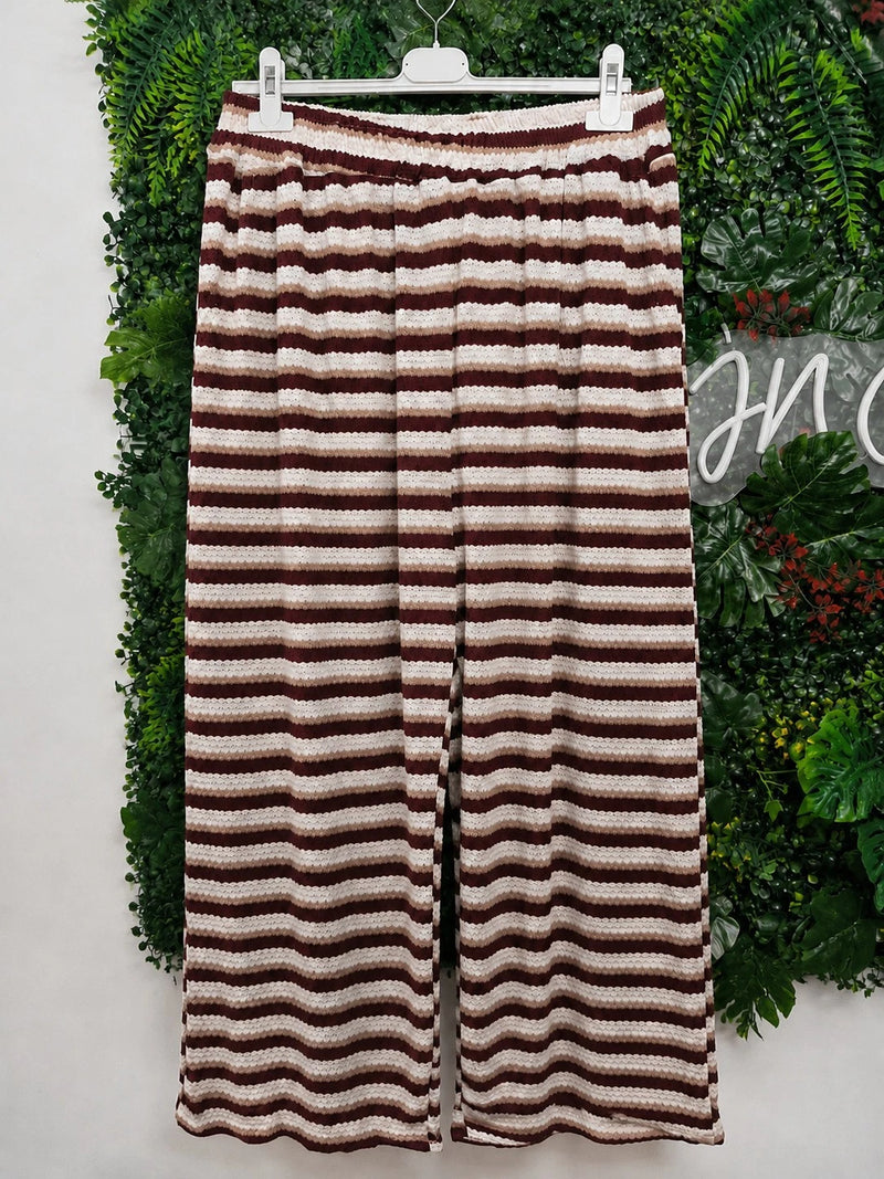 Curvy Palazzohose gestreift mit Stretchbund | 3 Farben