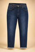 G-Smack Curvy Damen Stretchjeans dunkelblau mit Strass Größe 48–60 – Ansicht 1
