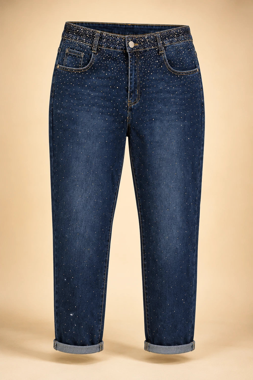 G-Smack Curvy Damen Stretchjeans dunkelblau mit Strass Größe 48–60 – Ansicht 1