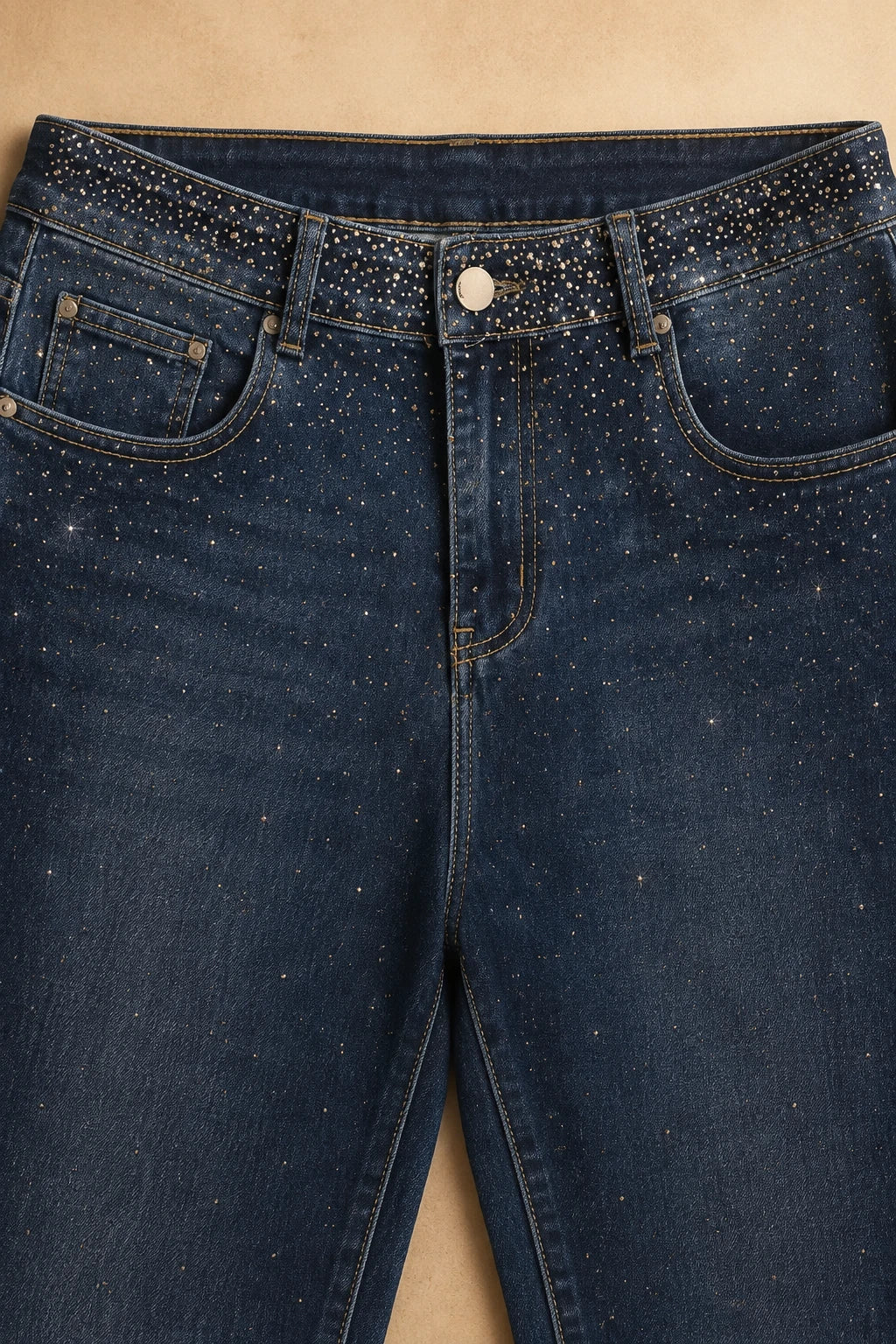 G-Smack Curvy Damen Stretchjeans dunkelblau mit Strass Größe 48–60 – Ansicht 3