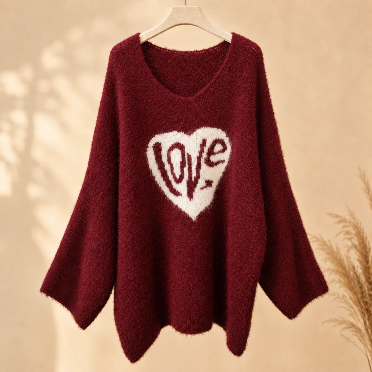 Curvy Damen Kuschelpullover LOVE Herz Oversize bis Größe 60/62 – Ansicht 3