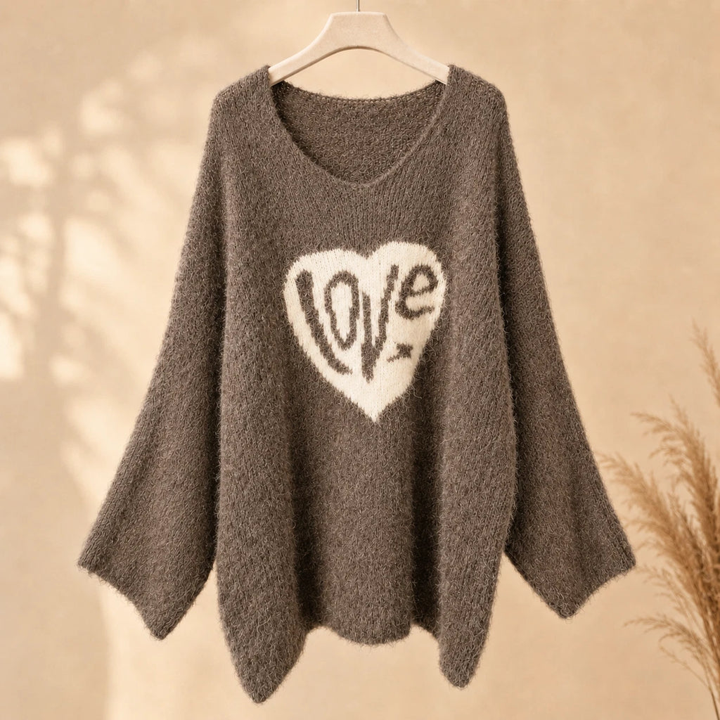 Curvy Damen Kuschelpullover LOVE Herz Oversize bis Größe 60/62 – Ansicht 4