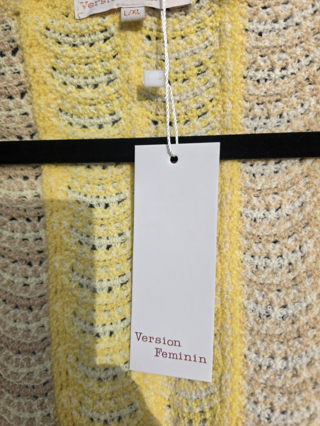 Version Feminin Häkelcardigan Oversize Gelb Beige Baumwolle L/XL Boho Sommer – Produktbild 5