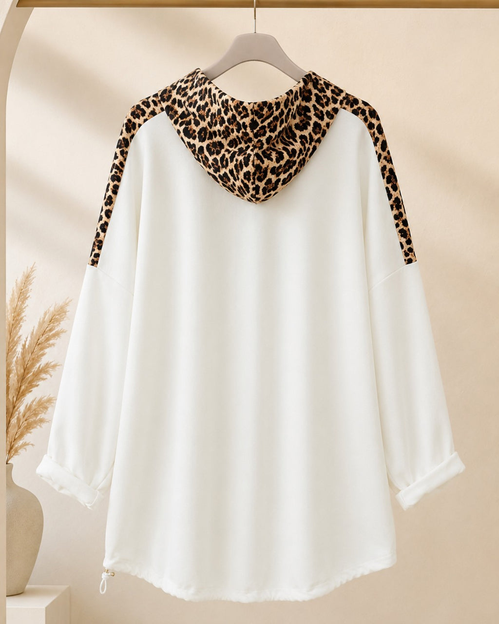 Damen Oversize Sweatshirt Tunika Leo Butterstoff Kapuze Größe 54/56 – Produktbild 13
