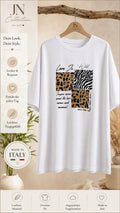 Damen Oversize T-Shirt Größe 44–58 Leo Zebra Print AA 75 Made in Italy – Produktbild 1