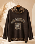 Damen Feincord Oversize Hoodie Leo Kapuze Los Angeles 91 Made in Italy – Produktbild 1