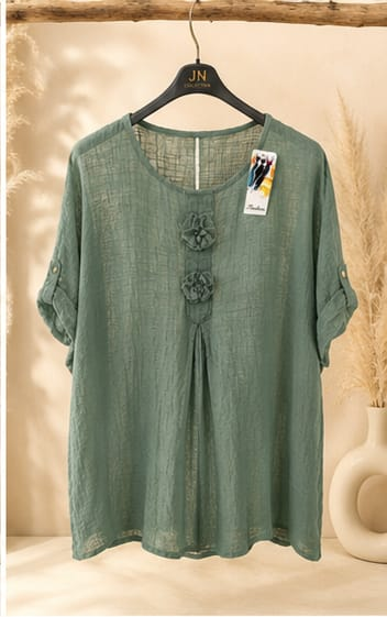 Damen Oversize-Tunika mit Blumen aus Baumwolle – Einheitsgröße – Produktbild 6