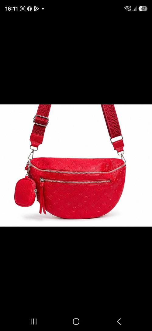 Damen Bauchtasche Umhängetasche Crossbody Rot Handtasche Trend – Produktbild 2