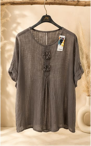 Damen Oversize-Tunika mit Blumen aus Baumwolle – Einheitsgröße – Produktbild 8