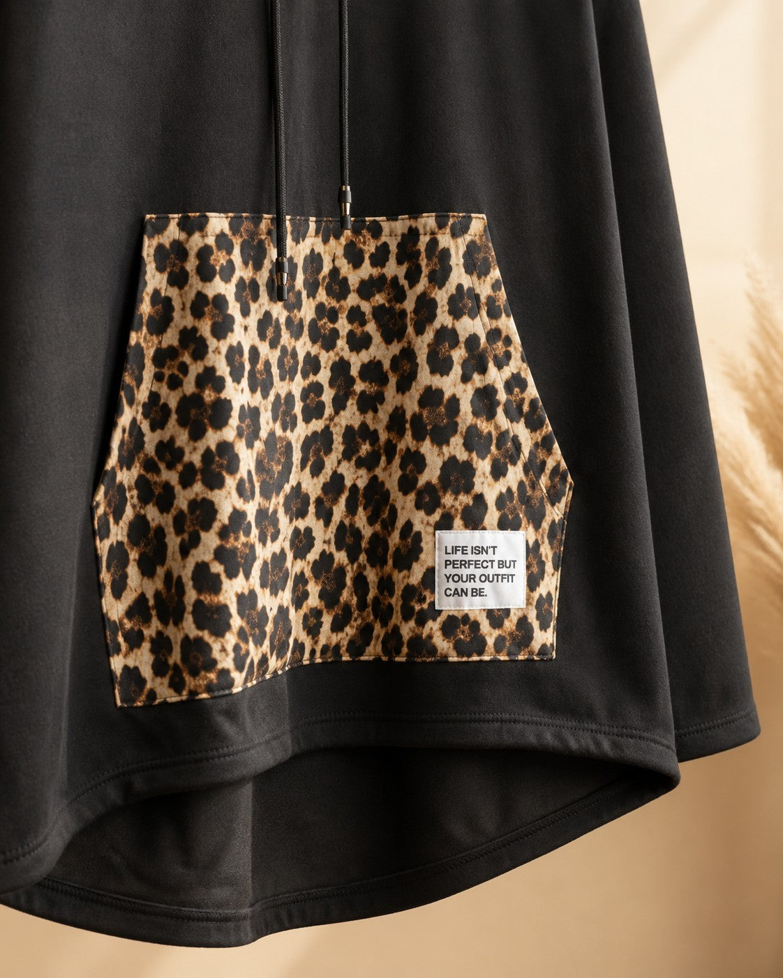 Damen Oversize Sweatshirt Tunika Leo Butterstoff Kapuze Größe 54/56 – Produktbild 6