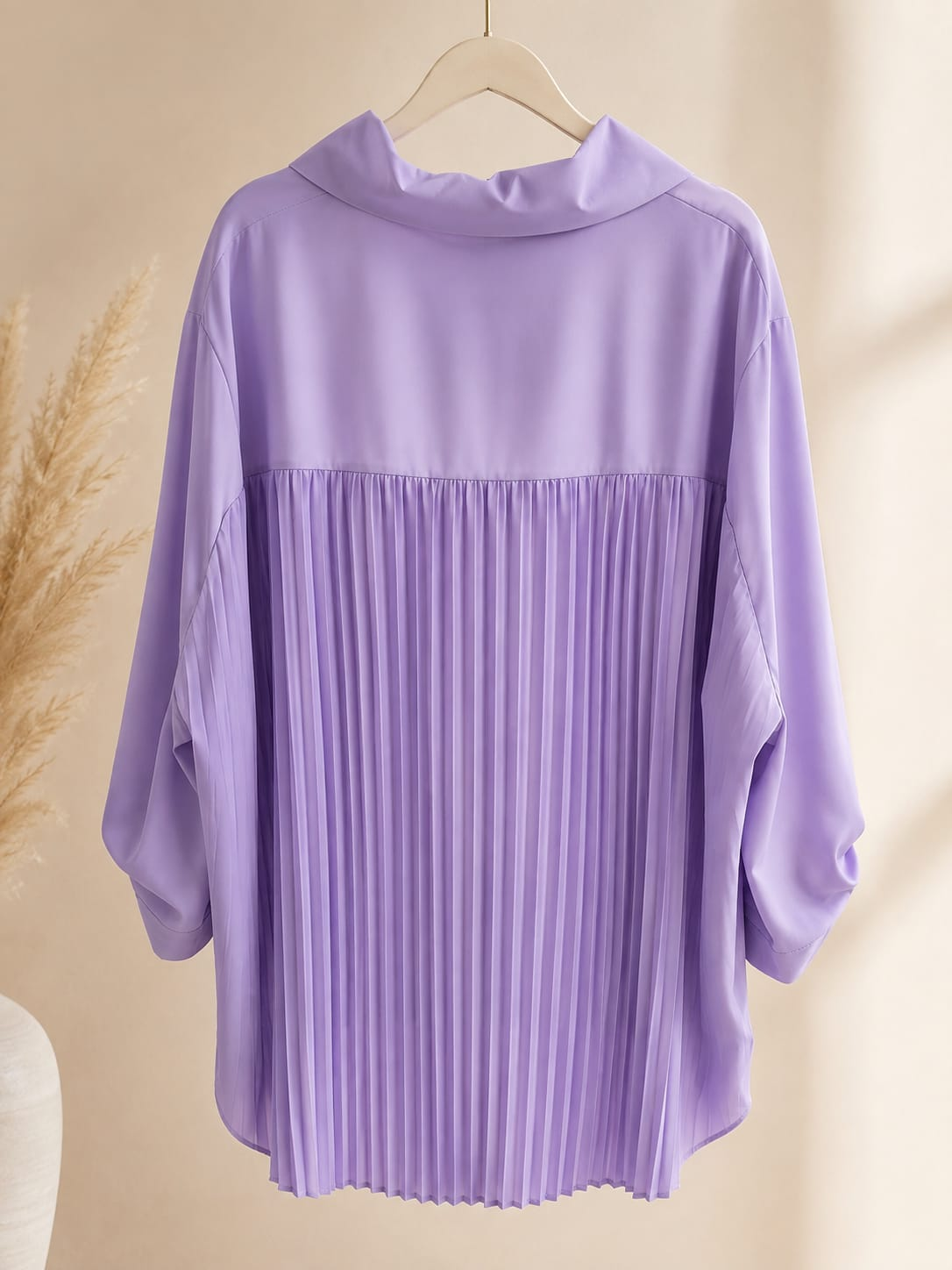 Damen Longbluse Plissee Rücken Oversize Curvy 44-56 – Produktbild 3