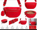 Damen Bauchtasche Umhängetasche Crossbody Rot Handtasche Trend – Produktbild 1