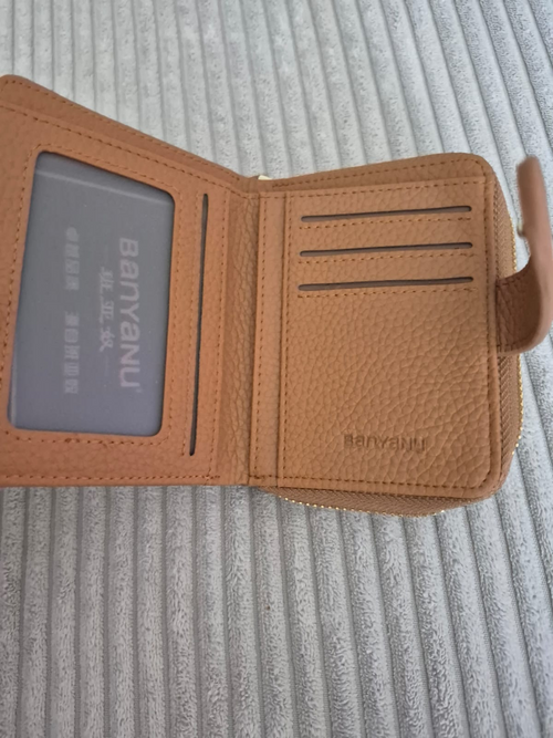BANYANU Geldbörse Damen Camel Braun RFID Lederoptik Kartenfach Reißverschluss – Produktbild 2