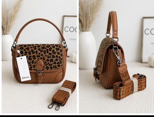 Analia Damen Tasche Leo Leopard Cognac Braun Umhängetasche – Produktbild 1