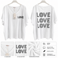 Damen Oversize Shirt LOVE Weiß V-Ausschnitt Rückenprint 46 48 50 52 – Produktbild 1