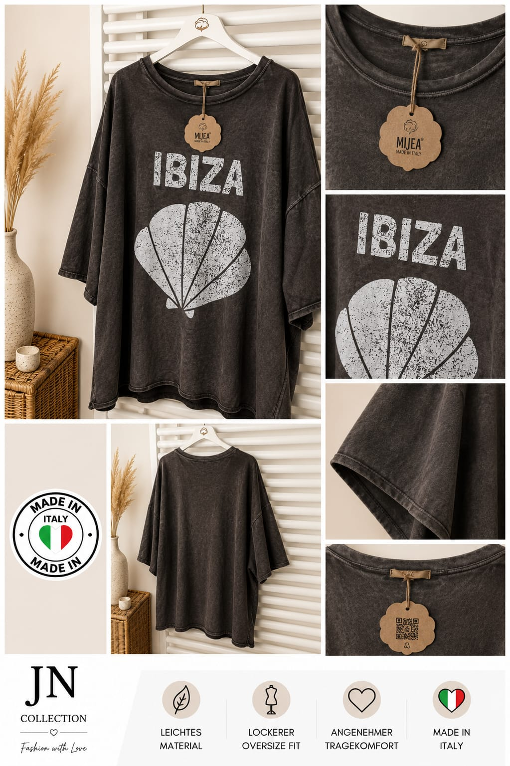 Damen Oversize T-Shirt Ibiza Muschel 48-56 Vintage Made in Italy XXL – Produktbild 2