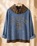 Damen Oversize Pullover Blau Leo Kapuze Los Angeles 91 Made in Italy – Produktbild 1
