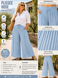 Made in Italy Plissee Hose Hellblau Palazzo Oversize 46-60 Viskose – Produktbild 1