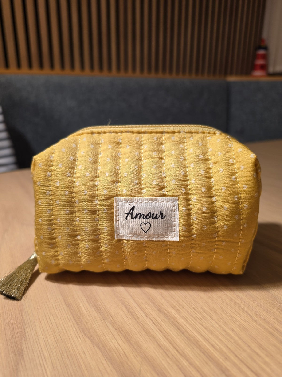 Kosmetiktasche Amour Gelb Beauty Bag Schminktasche Kulturbeutel – Produktbild 1