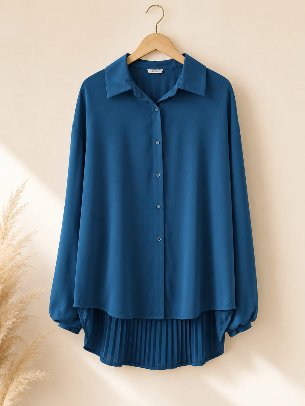Damen Longbluse Plissee Rücken Oversize Curvy 44-56 – Produktbild 4