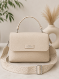Gino Valentini Damen Umhängetasche Beige Creme Kunstleder Crossbody – Produktbild 1