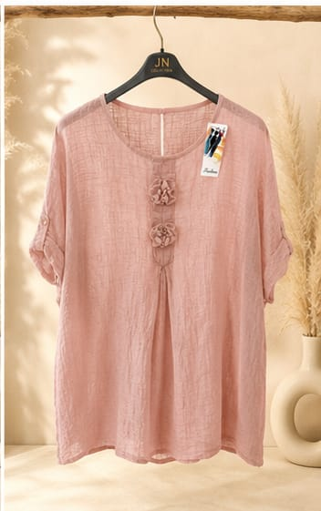 Damen Oversize-Tunika mit Blumen aus Baumwolle – Einheitsgröße – Produktbild 2