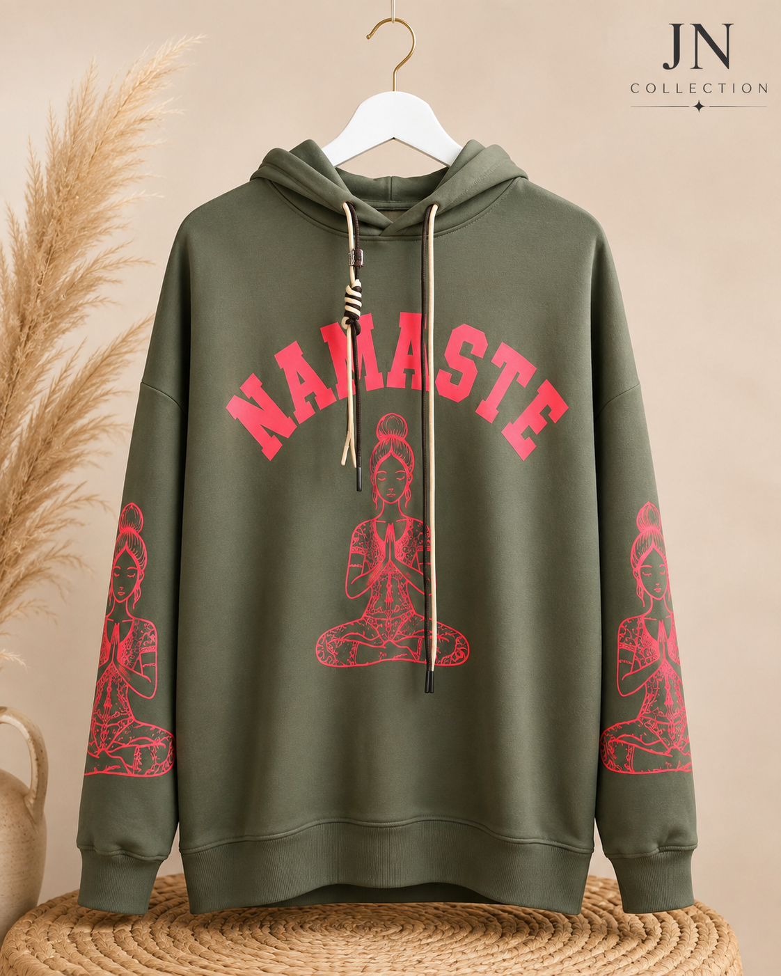 Damen Hoodie Namaste Oversize Curvy 44-56 Butterstoff Kapuze – Produktbild 1