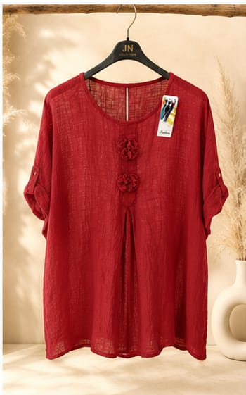 Damen Oversize-Tunika mit Blumen aus Baumwolle – Einheitsgröße – Produktbild 3