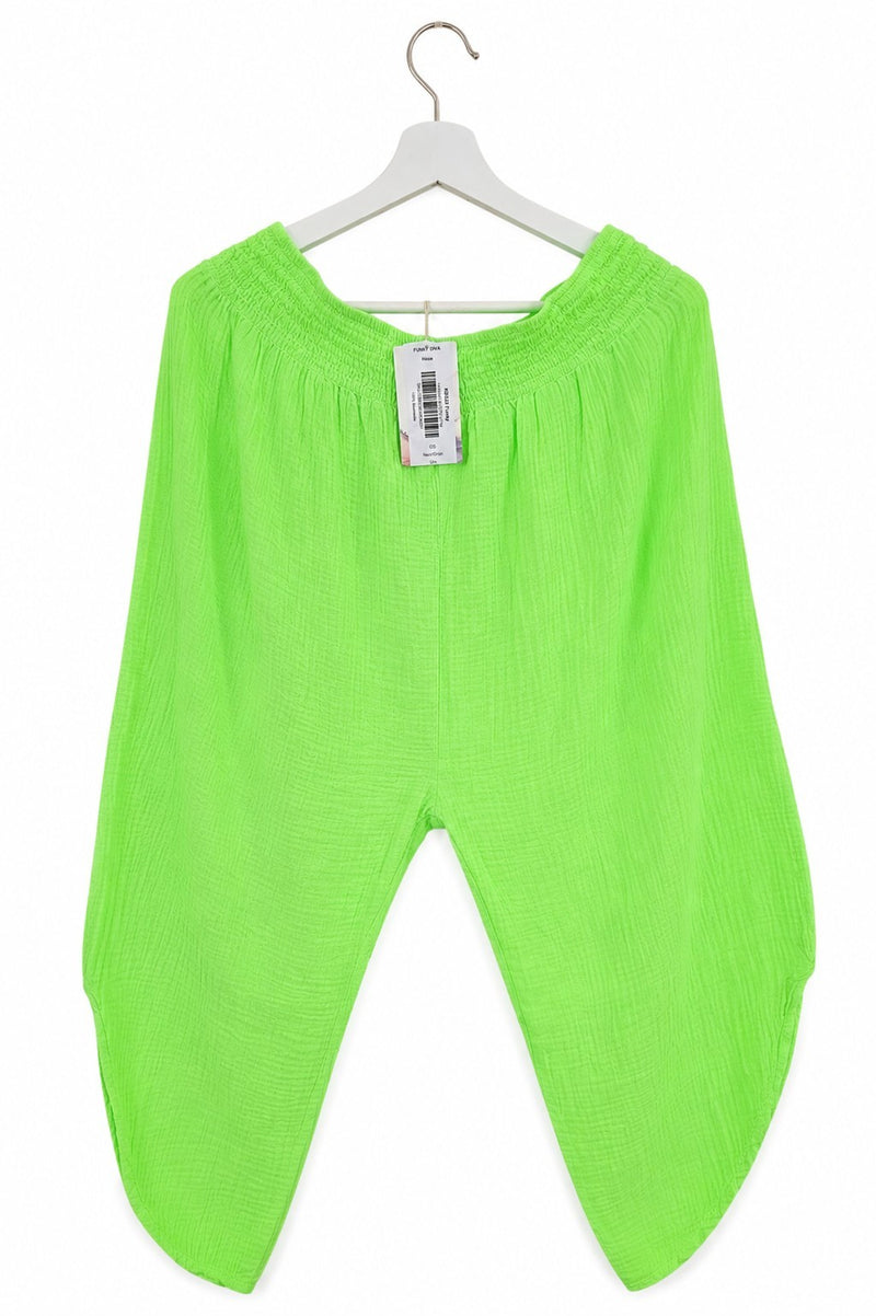 Curvy Musselin-Ballonhose Neon-Grün „Funky Diva“ | Größe 58