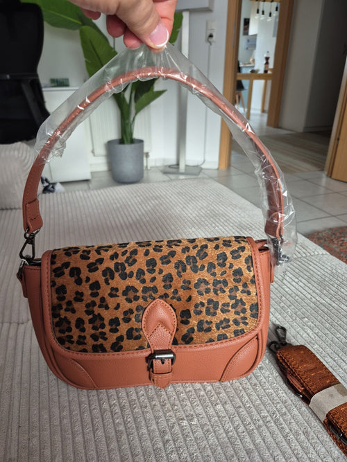 Analia Damen Tasche Leo Leopard Cognac Braun Umhängetasche – Produktbild 2
