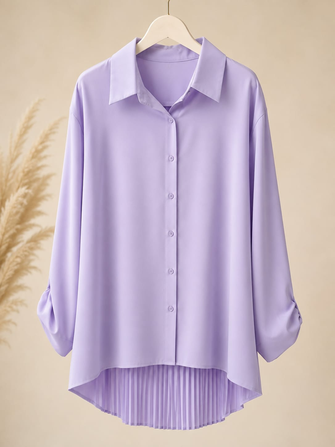 Damen Longbluse Plissee Rücken Oversize Curvy 44-56 – Produktbild 2