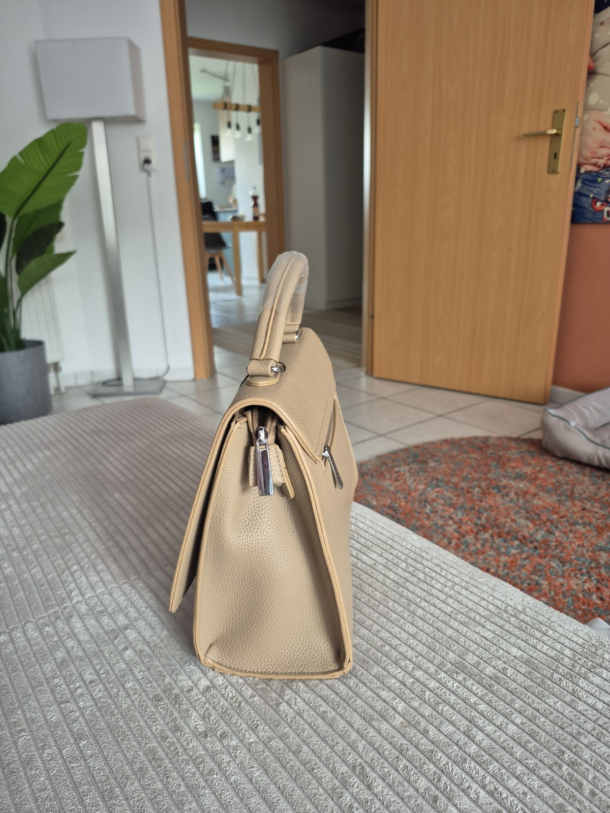 Paolo Bags Damen Handtasche Beige Taupe Elegant Business Shopper – Produktbild 3