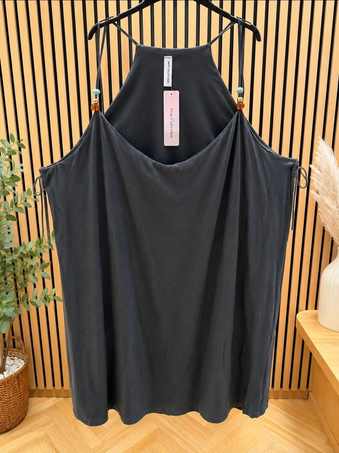 Oversize Maxikleid Viskose Schwarz Boho Sommer Größe 52 54 56 58 – Produktbild 1