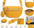 Crossbody Bag Damen Bauchtasche Senfgelb Umhängetasche Kunstleder – Produktbild 1