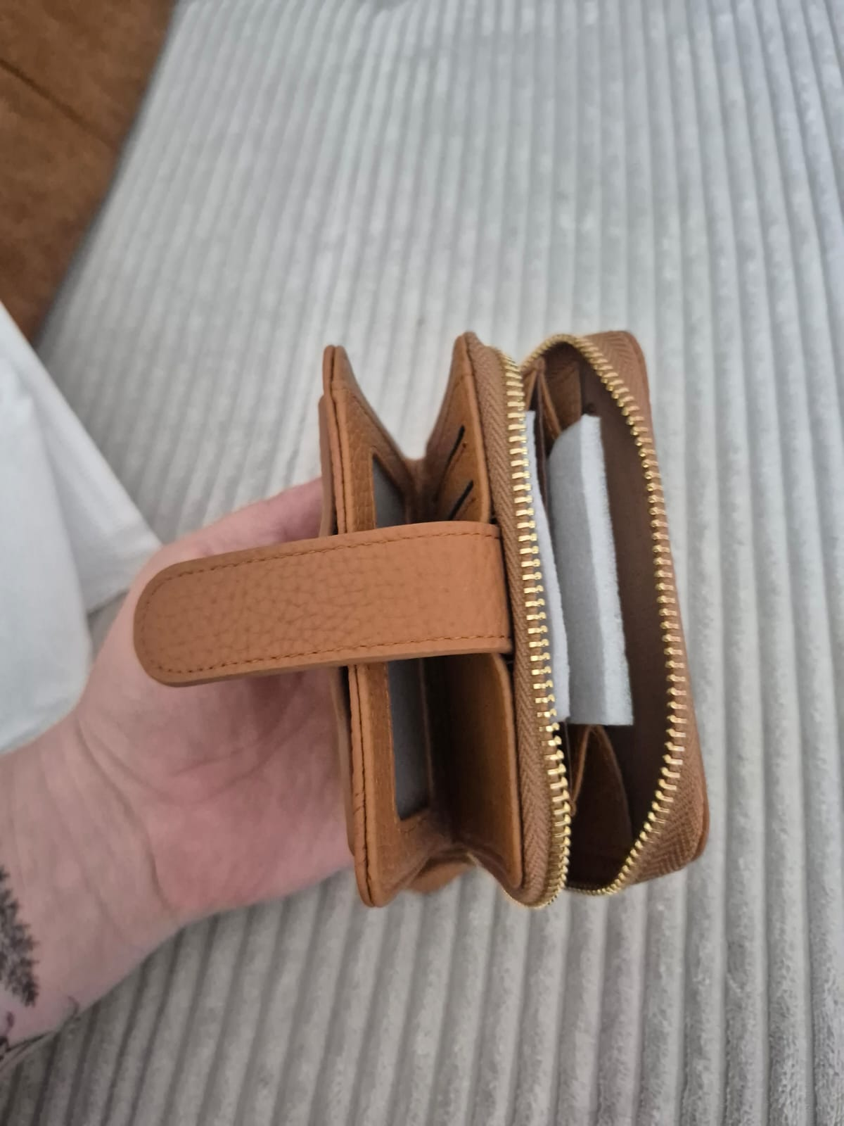 BANYANU Geldbörse Damen Camel Braun RFID Lederoptik Kartenfach Reißverschluss – Produktbild 4