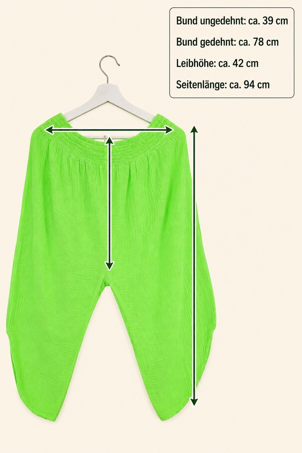 Funky Diva Musselin Ballonhose Neon Grün Damen 54 56 58 Haremshose Curvy – Produktbild 2