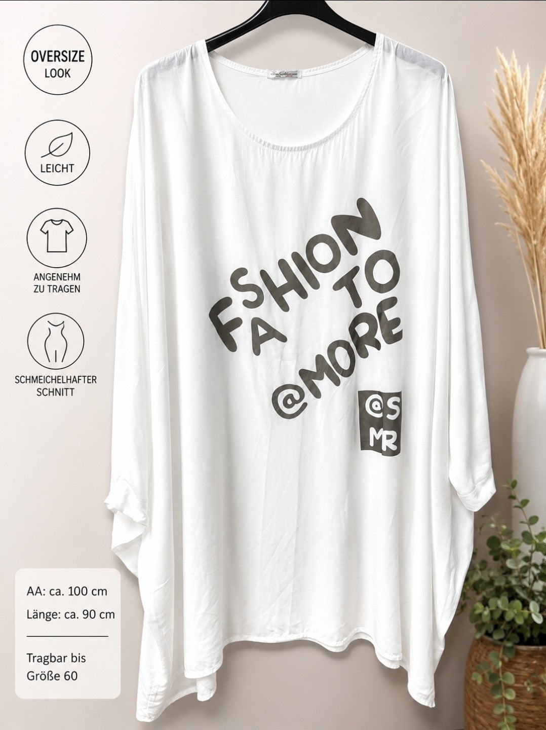 MORE & MORE Damen Oversize Tunika Shirt Weiß Größe 52–60 XXL – Produktbild 1