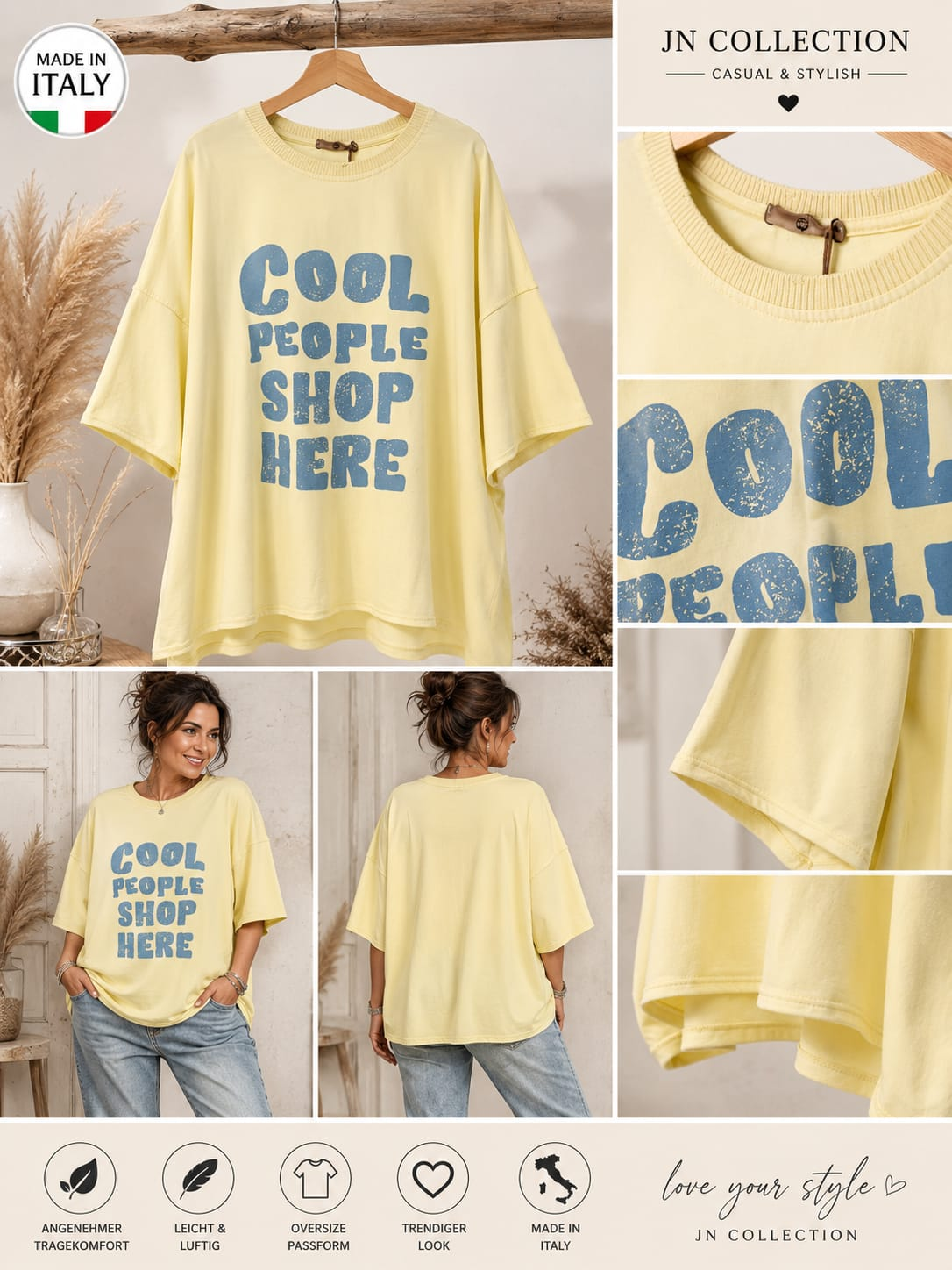 Damen Oversize T-Shirt 48-56 Cool People Vintage Made in Italy XXL – Produktbild 2