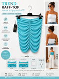 Bandeau Top Türkis Raff-Top Stretch Damen Sommer Größe 36–42 trägerlos – Produktbild 1