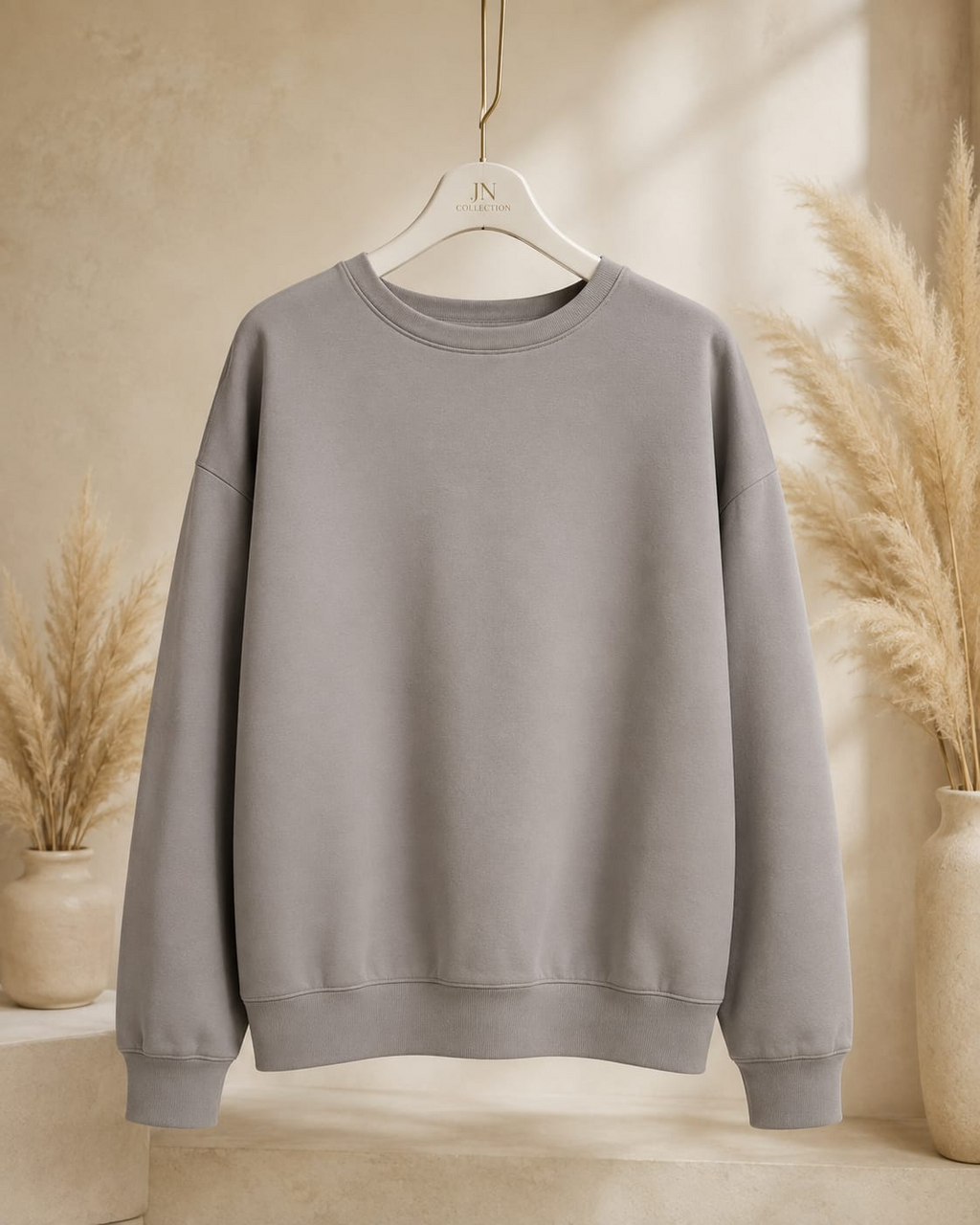 Damen Oversize Sweater Grau Neon Pink RADI Print Butterstoff Stretch bis Größe 56 – Produktbild 2