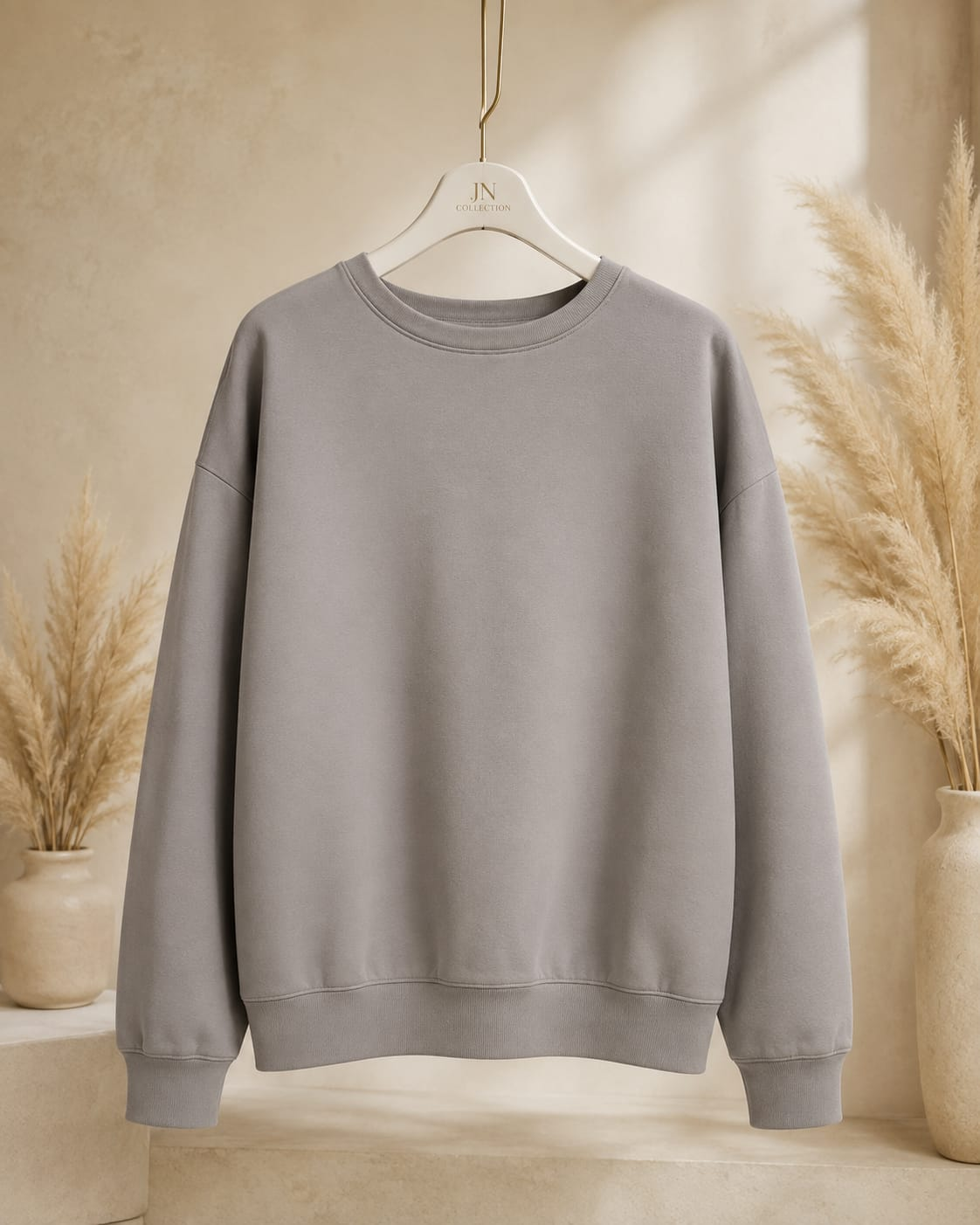 Damen Oversize Sweater Grau Neon Pink RADI Print Butterstoff Stretch bis Größe 56 – Produktbild 2